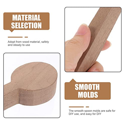 ULTNICE DIY Kits 4pcs Walnut Wood Carving Spoon Blank Unfinished Wooden Craft Whittling Kit for Whittler Starter DIY Kits