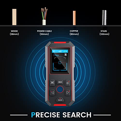 KOLSOL Stud Finder with 196ft Laser Measure, 3 in 1 Electric Wall Scanner Sensor with ±0.1° Digital Level Lithium Battery, LCD Studs Detector Audio KOLSOL