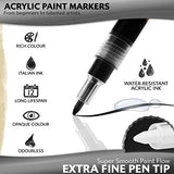 Stylo 4 Count Acrylic Metallic Pens - Black, Gold, Silver And White Paint Pens - Fine Tip Permanent Acrylic Metallic Paint Markers for Rock Painting, Stylo