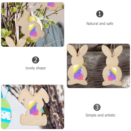Tofficu 36Pcs Wooden Bunny Cutouts Unfinished Wood Cutouts to Paint Rabbit Wood Slices for Easter Crafts Easter Spring Decorations Tofficu