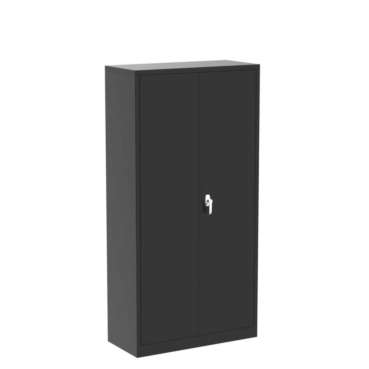 Anwick Locking Metal Storage Cabinet with 2 Doors and 4 Adjustable Shelves, for Office, Garage, Home, Classroom, Shop, Pantry, 72" (Black) - WoodArtSupply