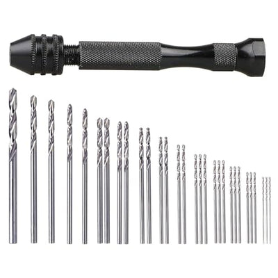 31Pcs Hand Drill Bits Set, SUNJOYCO Precision Pin Vise Rotary Tools with Micro Mini Twist Drill Bits (0.5-3.0mm) for Wood, Jewelry, Plastic, Craft