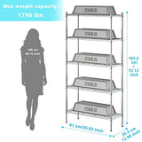 Auslar 5-Shelf Storage Shelves Heavy Duty 5 Tiers Standing Large Shelving Units Adjustable Metal Organizer Wire Rack, 14" x 36" x 72", Chrome Auslar