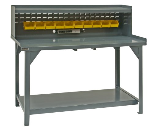 Durham Heavy Duty Steel/Iron Workbench with Back/End Stops and Riser, DWB-3072-BE-RSR-95, 4000 lbs Capacity, 30" Length x 72" Width x 34" Height, - WoodArtSupply