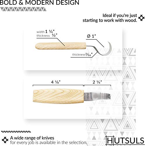 Hutsuls Spoon Carving Knife for Beginners - Right-Handed Razor Sharp Wood Carving Hook Knife Tool in a Beautifully Designed Gift Box Kuksa Carving Hutsuls