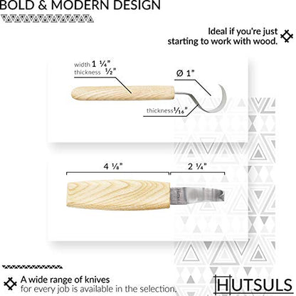 Hutsuls Spoon Carving Knife for Beginners - Right-Handed Razor Sharp Wood Carving Hook Knife Tool in a Beautifully Designed Gift Box Kuksa Carving - WoodArtSupply