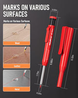 Nicpro 2Pack Carpenter Pencil with Sharpener, Mechanical Carpenter Pencils with 26 Refills (Red, Black, Yellow), Deep Hole Marker Construction Heavy Nicpro
