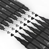 Mogyann Drawing Pens, 12 Pack Dual Brush Pens Black Markers for Art Drawing Sketching Mogyann
