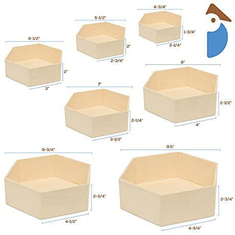 Woodpeckers Wooden Hexagon Floating Shelves with Backs, Set of 7, Unfinished for Crafts and DIY Wall Décor: Modern, Geometric, Rustic, or Honeycomb Woodpeckers