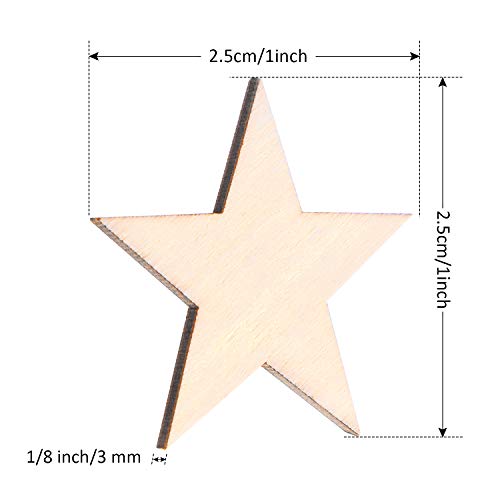 500 Pieces Star Shape Unfinished Wood Pieces, Blank Wood Pieces Wooden Cutouts Ornaments for Memorial Day Independence 4th of July Patriotic Craft Gejoy