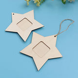 SEWACC 10pcs Mini Photo Frame Unfinished Wooden Picture Frame DIY Hanging Photo Frame Five-Pointed Star Shape Photo Frame for Home Decoration SEWACC