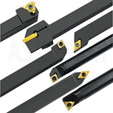 ASZLBYM 3/8" 10mm Shank Indexable Carbide Lathe Turning Tool Holder Set Cutting Tools for Turning Grooving Threading Boring Bar with Carbide Turning ASZLBYM