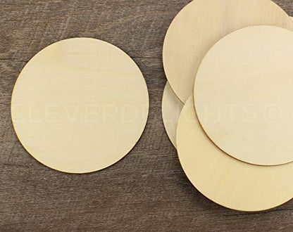 CleverDelights 4 Inch Wood Circles - 25 Pack - 3/32" Thick - 4" Round Unfinished Craft Pieces - WoodArtSupply