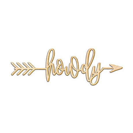 Howdy Right Arrow Wood Sign Home Decor Wall Art Hanging Rustic Unfinished 36" x 12" Woodums