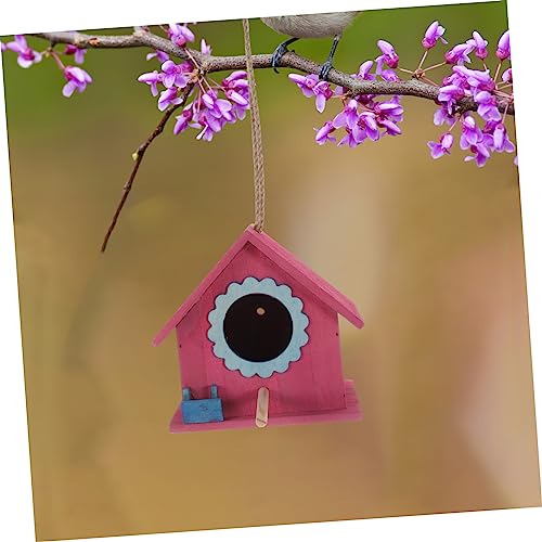 Kisangel Wooden Bird House Bird Nest Craft Bird House Unfinished Birdhouses Mini Bird Wood Bird Cage House Wooden Bird Nest Hanging Bird House Wood Kisangel