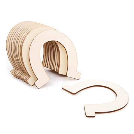 48 Pcs Horseshoe Unfinished Wood Cutouts Wooden Horseshoe for DIY Craft, Party,Wedding and Birthday Apol