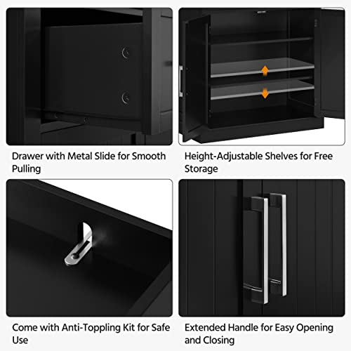 Yaheetech 72" Kitchen Buffet Cabinet Sideboard, Utility Storage Cabinet with Doors, Drawer and Adjustable Shelves, Freestanding Pantry Cupboard for Yaheetech