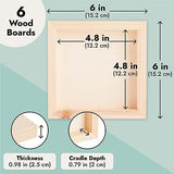 6 Pack Unfinished Wood Canvas Boards for Painting, 6x6 Square Wooden Panels for Crafts Bright Creations