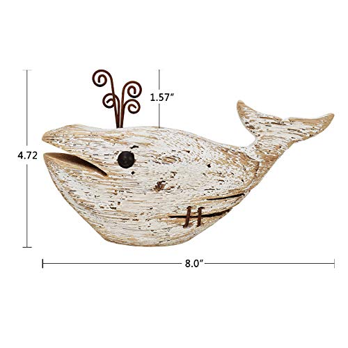 K KILIPES Wood Whale Statue Nautical Tabletop Decor Rustic Whale Animal Figurine Distressed Wooden Whale Sculpture Fun Beach Ocean Decor (1, 4.72" H) - WoodArtSupply