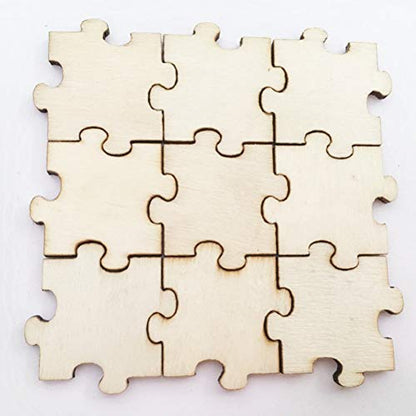 Puzzle Wood Slices, Unfinished Wood DIY Craft Cutout (2inch/50mm 100pcs)