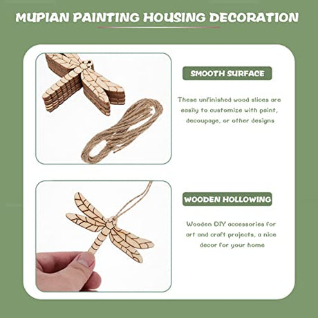 HEALLILY Blank Wooden Ornaments 50 Pcs Unfinished Wood Slices, Christmas Ornaments Wood Kit, Natural Wooden DIY Crafts with Rope for Xmas Holiday HEALLILY