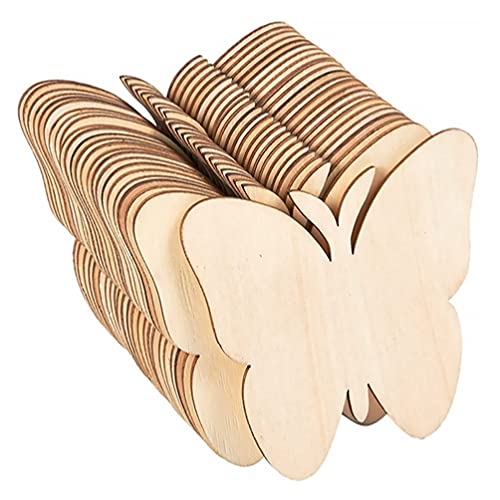 VOSAREA 40Pcs Ornaments Wood Chips Wood Cutouts for Painting Paint Wood Slice DIY Unfinished Wood Slice Unfinished Cutouts Wood Crafts Unfinished VOSAREA