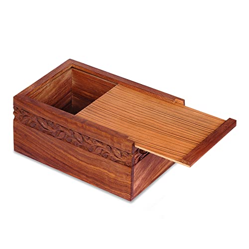 S.B.ARTS Wooden Keepsake Urn Box, Cremation Urns for Human Ashes, Handcarved Decorative Memorial Urn, Wood Casket Urn for Pets, Cat, Infant, Adult S.B.ARTS