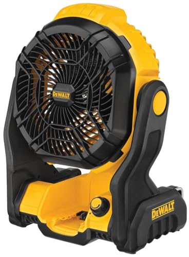 DEWALT 20V MAX Jobsite Fan, Cordless, Portable, Bare Tool Only (DCE512B), 12x8x14 inches, Yellow/Black - WoodArtSupply