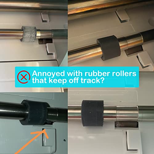 4 Pcs Rubber Roller Resolution for Cricut Maker and 4 Pcs Rubber Roller Replacement, Keep Rubber in Place with Retaining Rings Keep Rubber from