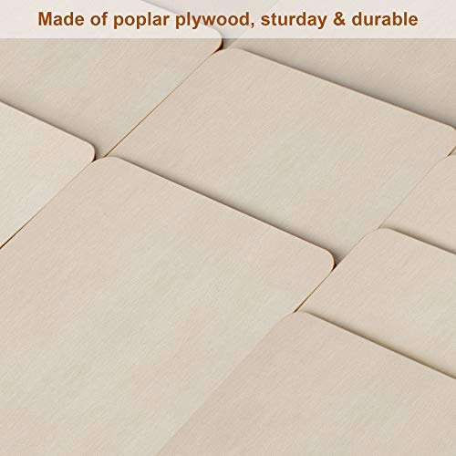 Fuyit Unfinished Wood Pieces, 50Pcs 3 x 3 Inch Blank Natural Wood Square Wooden Cutouts Board for DIY Crafts Painting, Scrabble Tiles, Coasters, Fuyit