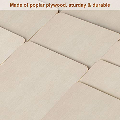 Fuyit Unfinished Wood Pieces, 50Pcs 3 x 3 Inch Blank Natural Wood Square Wooden Cutouts Board for DIY Crafts Painting, Scrabble Tiles, Coasters,