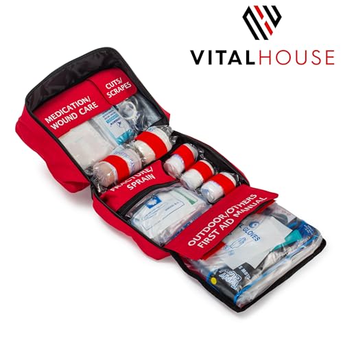 Vital House 326 Piece First Aid Kit - Professional Waterproof Trauma Medical Kit for Emergency, Ideal for Home, Office, Car, Travel, Outdoor, Vital House