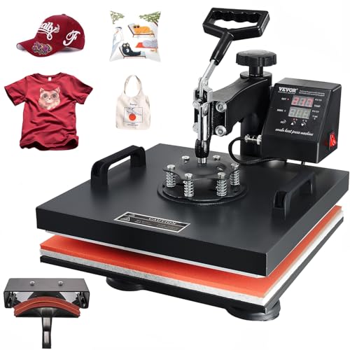 VEVOR Heat Press 15x15 Inch, 2 in 1 Heat Press Machine with Hat Press, Swing Away T Shirt Pressing Machine, Combo Hat Heat Press Machine Sublimation