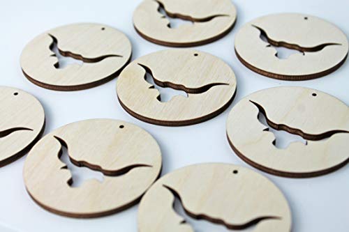 ALL SIZES BULK (12pc to 100pc) Unfinished Wood Wooden Circle Round with Longhorn Steer Cow Laser Cutout Circle Dangle Earring Jewelry Blanks Charms Texan Wood Crafts