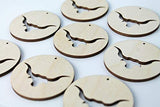 ALL SIZES BULK (12pc to 100pc) Unfinished Wood Wooden Circle Round with Longhorn Steer Cow Laser Cutout Circle Dangle Earring Jewelry Blanks Charms Texan Wood Crafts
