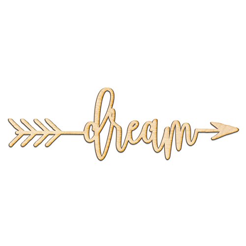 Dream Right Arrow Wood Sign Home Decor Wall Art Hanging Rustic Unfinished 12" x 4" Woodums