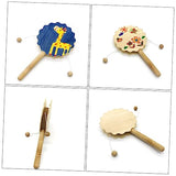 COHEALI 16 Pcs Painting Rattle Bell Rattle Kid Monkey Drum Blank Wood Rattle- Drum Panderetas para Niños Unfinished Wood Crafts Percussion COHEALI
