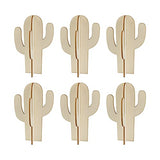 Creaides 12pcs Cactus Wood DIY Crafts Cutouts Wooden Cactus Tabletop Decoration for DIY Projects Hawaii Summer Holiday Party Supplies Creaides