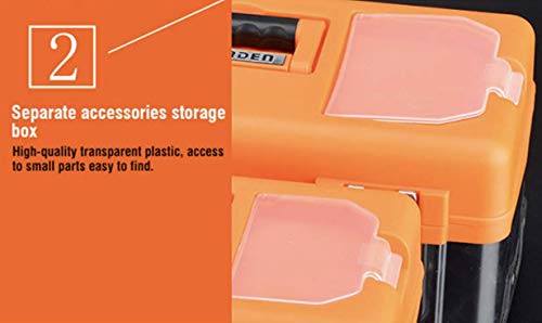 Edward Tool Stainless Steel Tool Box 16” - Small Metal Organizer Box with Removable Storage Tray - Ergo Handle - Secure Steel Latch - Quick Access Edward Tools