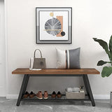 Oastreeful Storage Bench Industrial Rustic Wooden and Metal Entryway Shoe Boots Storage Rack Long Bench Seat for Hallway Bedroom Retro Brown Oastreeful