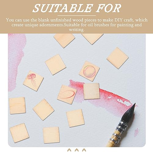 Amosfun 200 Pcs 10mm Wooden Coasters Wood- Burning Blanks Blank Tiles for Crafts Rounds Unfinished Plank Squares Craft- Square Wood Slices Blank Wood Amosfun
