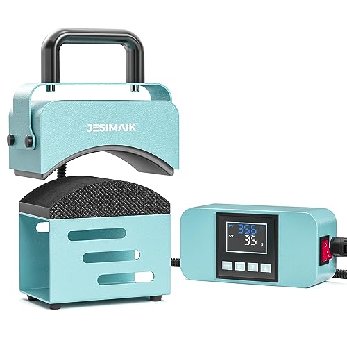 JESIMAIK Hat Press, Heat Press Machine for Caps with 3.15"×5.5" Curved Heating Element & Silicone Platen - No Crease, LCD Digital Temperature & Timer JESIMAIK