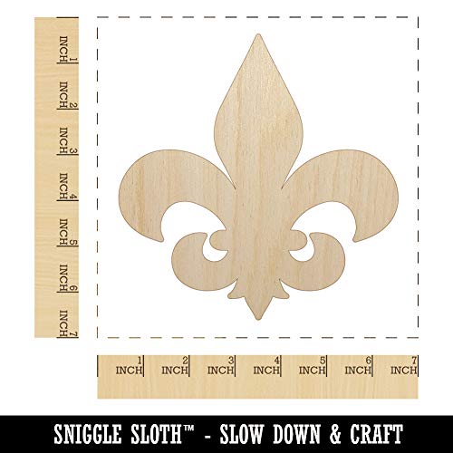 Fleur de Lis Solid Unfinished Wood Shape Piece Cutout for DIY Craft Projects - 1/8 Inch Thick - 6.25 Inch Size Sniggle Sloth