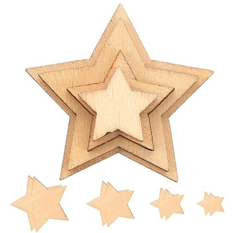 SUPVOX 100pcs Shape Wooden Blank Wooden Plaque Wooden Star Embellishments Nativity Ornaments Wooden Embellishments Unfinished Star Cutouts Mothers SUPVOX