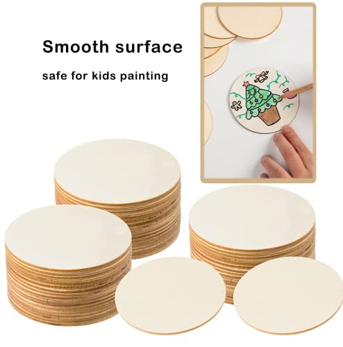 60 Pack 4 Inch Wood Circles for Crafts Unfinished Wood Rounds Wooden Cutouts for Crafts, Wooden Circles for Kids Painting, Wood Burning Blank Wood Phinicco