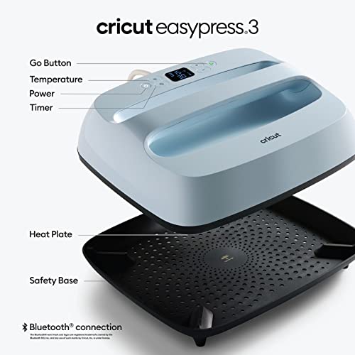 Cricut EasyPress 3 Smart Heat Press Machine with Built-In Bluetooth for T-shirts, Pillows, Tote Bags & More, Advanced Ceramic-Coated Heat Plate with - WoodArtSupply