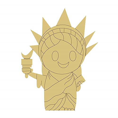 Statue of Liberty Design by Lines Unfinished Wood Cutout USA America New York Door Hanger MDF Shape Canvas Style 2 Art 1 Diverse Woodworking