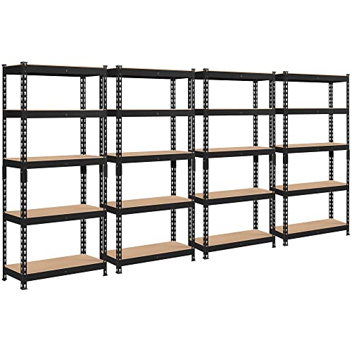 Topeakmart 4 PCS 5-Tier Utility Shelves, Metal Storage Shelves Garage Shelving Unit Adjustable Garage Storage Shelves Storage Racks Heavy Duty Shed - WoodArtSupply