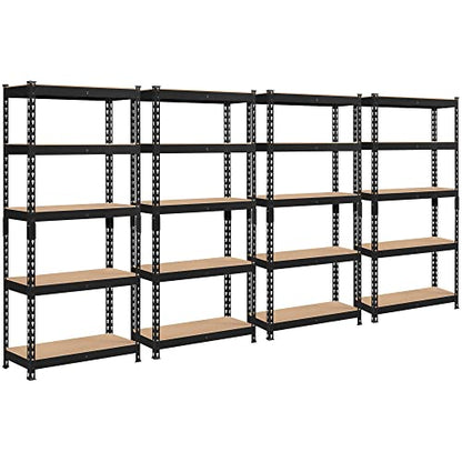 Topeakmart 4 PCS 5-Tier Utility Shelves, Metal Storage Shelves Garage Shelving Unit Adjustable Garage Storage Shelves Storage Racks Heavy Duty Shed - WoodArtSupply