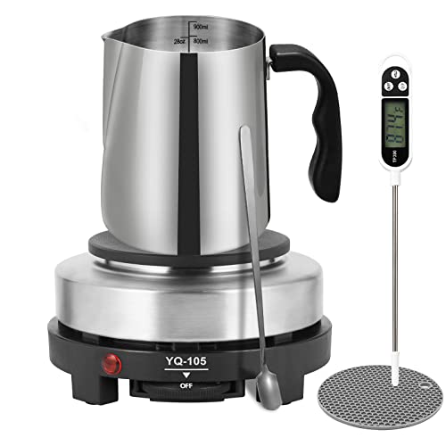 SAEUYVB Candle Making kit with Hot Plate,Candle Making Supplies,Candle Making Kit for Beginners with Melting Pot,Stirring Spoon and Anti-Scalding Pad SAEUYVB